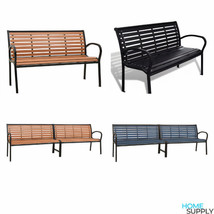 Outdoor Garden Patio Steel Bench Black Brown Porch Benches Chair Seat 2 ... - £151.78 GBP+