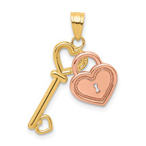 10K Two-Tone Heart and Key Charm 10C903 - $137.60