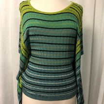 Ann Taylor LOFT Green Striped Batwings Sleeve Sweater Size Small - $24.74