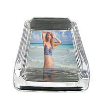 French Pin Up Girls D8 Glass Square Ashtray 4&quot; x 3&quot; Smoking Cigarettes - £38.88 GBP