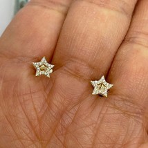 1Ct Round Lab-Created Diamond Cluster Star Stud Earrings 14K Yellow Gold... - £67.25 GBP