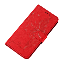 Anymob Huawei Case Red 3D Feather Embossed Leather Flip Cover - £23.17 GBP