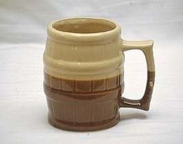 Old Vintage Stoneware Root Beer Barrel Mug Brown &amp; Cream Barware Tool Ma... - $318.81 MXN