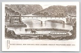 Philipsburg PA Covered Bridge Now Vanished Over Delaware River RPPC Postcard Q21 - £7.82 GBP