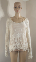 Ecote Urban Outfitters Creme Crochet Lace Long Sleeve Top Womens Size XS / S EUC - £27.40 GBP
