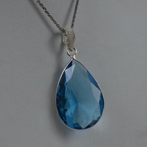 925 Sterling Silver Blue Topaz Gemstone Handmade Pendant Women Her Gift PSV-2389 - £26.32 GBP+