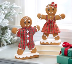 Set of 2 Gingerbread Boy &amp; Girl in Plaid by Valerie in - £153.73 GBP