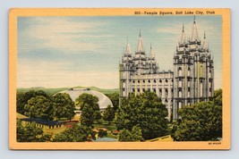 Temple Square Salt Lake City Utah UT UNP Unused Linen Postcard J17 - £2.33 GBP