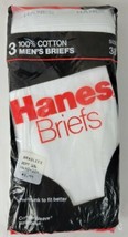 Vintage NIP 3 Pack Hanes Mens Cotton Briefs Underwear 1989 sz 38 - £17.68 GBP