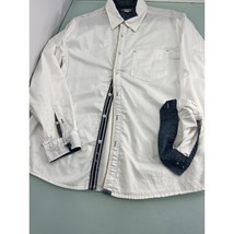Carbon 2 Cobalt Men Shirt Flip Cuff Denim Accents White Button Up Medium M - £19.39 GBP