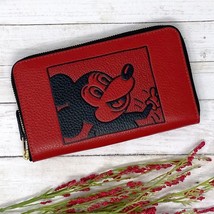 Coach Disney Mickey Mouse X Keith Haring Medium Id Zip Wallet Electric R... - £177.62 GBP