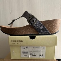 Sonoma Life + Style Women’s Platform Thong Wedge Sandals, Size: 9½, Pewter - £21.86 GBP