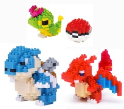 3 Nanoblock Pokemon - Blastoise, Charizard and Caterpie with Poke Ball - 3 Sets - £23.70 GBP