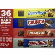 36 Full Size Candy Bars Variety Pack Butterfinger Crunch 100 Grand Baby Ruth - £22.29 GBP