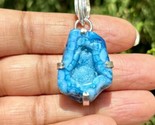 925 Sterling Silver Plated, Turquoise Blue Druzy Geode Agate Stone Penda... - £10.00 GBP