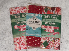 Wright&#39;s Trims Christmas Bias Tape &amp; Rick Rack Lot 3 packs - $8.95