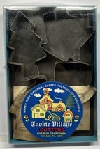 Fox Run Cookie Village 4 Metal Cookie Cutter Set with Instructions Vintage - £6.68 GBP