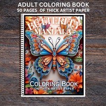 Butterfly Mandala - Spiral Bound Adult Coloring Book - Thick Artist Paper - £25.57 GBP