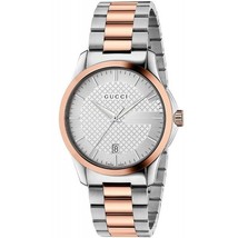 Gucci G-Timeless Silver Dial and Rose Gold PVD Unisex Watch YA126447 - £442.03 GBP