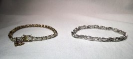 Sterling Silver 925 Diamond Ruby Marcasite Tennis Bracelets - Lot of 2 - K1114 - £48.26 GBP