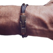 Mens Leather Wrist Band Brown Rope Bracelet Bangle Braided Cuff Vintage, - £7.89 GBP