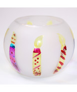 TeleFlora Gift Circle Frosted Glass Vase Bowl With Hand Painted Pretty C... - $12.59
