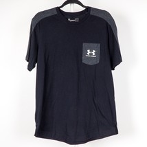 Under Armour Tshirt L Mens HeatGear Loose Color Block Black Gray Short Sleeve - £12.35 GBP