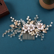 Bridal Pearl Rhinestone Hair Comb,Wedding Flower Hair Piece,Bridesmaid H... - £13.29 GBP