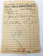 Geo. A. Heimos St. Louis Wholesale Produce Row Vendor 1950 Bill of Sale ... - $15.15