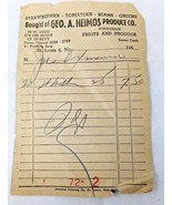 Geo. A. Heimos St. Louis Wholesale Produce Row Vendor 1950 Bill of Sale ... - £11.97 GBP