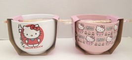 Pair of Hello Kitty Ceramic Bowls With Chopsticks NIP Sanrio Bowl 20oz Each - $29.69