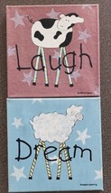 Two (2) Kimberly Grant ~ Cow Laugh - Sheep Dream ~ 10&quot; Canvas Prints ~ Wall Art - £20.92 GBP