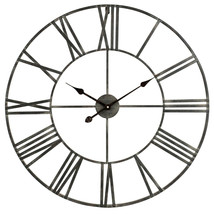 Grey Distressed Styling Iron Steel Metal Oversized 30&quot; Round Wall Clock, Quartz - £55.29 GBP