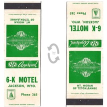 Vintage Matchbook Cover 6 K Motel Jackson WY Mt Moran AAA real photo 1950s - $12.86