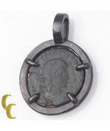 ROMAN COIN IN SILVER ANTIQUED BEZEL PENDANT, 5.1 GR/ 1.5CM DIAMETER - $275.04 CAD