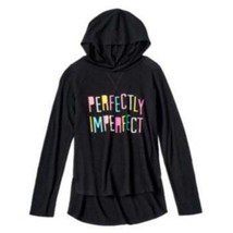 Girls Hoodie Shirt Mudd Black Perfectly Imperfect Long Sleeve Top-size 10 - $11.88