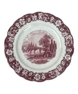 Vintage Palissy Pottery Thames River Scenes Red Transferware Chop Plate ... - £22.05 GBP