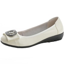 Spring Summer Leather Women Ballet Flats Shoes Slip-On  Buckle Shallow Rhineston - £29.66 GBP
