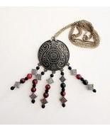 Vintage Necklace Southwestern Deco Costume Handmade Metal and Beads B67 ... - $27.41 CAD