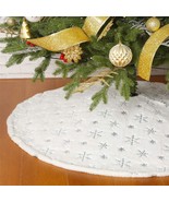 Christmas Sequin Tree Skirt 30In,White Soft Thick With Silver Snowflakes... - $14.99