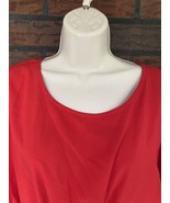 Red Short Sleeve Dress XS Drawstring Waist Lined Bright Soft Fun Tee-Shi... - $4.75