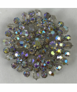 Vintage Brooch Pin White AB Round Stones Silver Tone Rhinestones Beads - €41,53 EUR