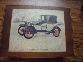 Man&#39;s Musical Wooden Jewelry Box/Valet with Antique Car Motif  - $30.00