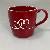 Starbucks Red Double Linked Hearts Love Bone China Coffee Mug 14 oz  2010  - £17.62 GBP