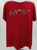 RealTree Red Logo Deer Antler Pattern Short Sleeve T-Shirt Mens Size L/G... - £16.38 GBP