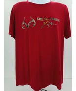 RealTree Red Logo Deer Antler Pattern Short Sleeve T-Shirt Mens Size L/G... - £16.68 GBP