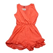 Coco Avante Romper Womens S Orange Sleeveless V Neck Ruffles Hem Pullover - £19.82 GBP