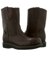 Mens Brown Work Boots Steel Toe Real Leather Oil Slip Resistant - $64.99