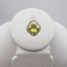 10K Yellow Gold Cocktail Ring Size 6 Green Gemstones Marked Sandor - £194.21 GBP