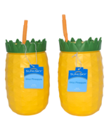 Pineapple Tumblers Cups with Lids and Straws Tropical Party Drink 64 oz ... - $21.66 CAD
